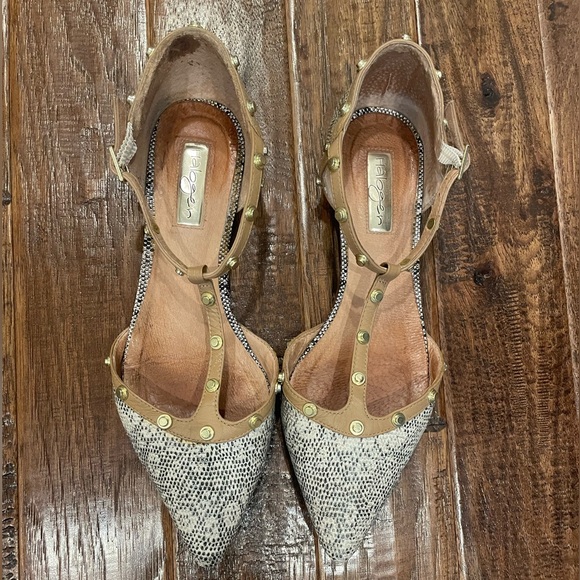 Halogen Olson Snakeskin Gold Studded Pointed Flat Size 7.5 - Picture 3 of 9